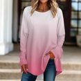 thumbnail image 2 of FAIWAD Women's Long Sleeve Tunic Tops Gradient Round Neck Trendy Spring Casual Pullover Tops, 2 of 5