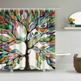 thumbnail image 1 of Rideau de Douche Arbre Feuille Colorée Dessin à la Main Vert Orange Bleu Rouge Idée Arbre Accessoires de Déco de Salle de Bain Rideau de Bain avec Crochets, 1 of 7