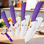 Ceramic Knives for Kitchen 4-Piece Fruit Paring Knife Set with Cover and Peeler，Rustproof Stain Resistant,6",5",4",3" Paring Knife