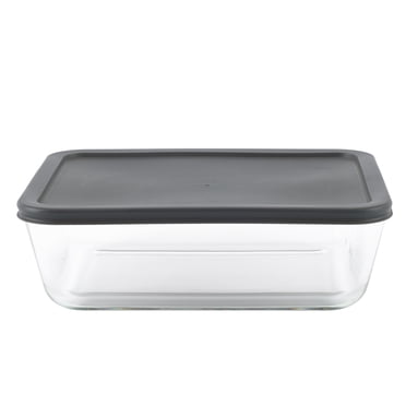 Mainstays Rectangle Glass Food Storage Container with PE Lid 2.5 L