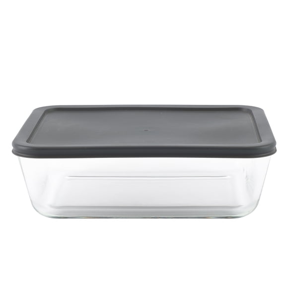 Mainstays Rectangle Glass Food Storage Container with PE Lid 2.5 L