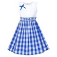 thumbnail image 1 of Robe Fille Bleue Tartan à Carreaux Robe d'Été Retour École 4-5 Ans, 1 of 7