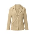 thumbnail image 2 of Innerwin Blazers Solid Color Women Cardigan Jacket Work Shawl Neck Slim Fit Business Jackets Apricot S, 2 of 6
