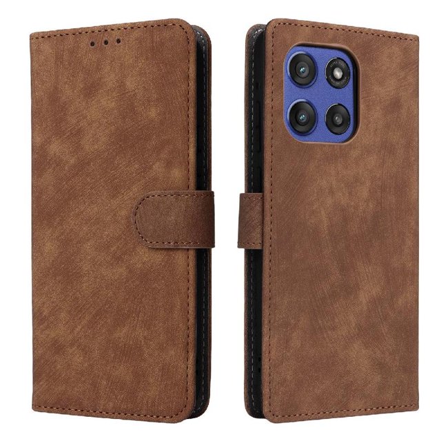 Phone Wallet Case for Motorola Moto Edge 60 Stylus with Stand - Leather Folio Cover & Card Slots Brown