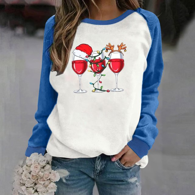 EGNMCR Chandails en Molleton à Capuche pour Femmes, Chandails en Molleton pour Femmes, Chandail à Capuchon Décontracté à Manches Longues pour Femmes, Hauts à Manches Longues Décontractés pour Femmes, Chemises Amples à Col Rond, Blouse Imprimée Graphique Women Blouse