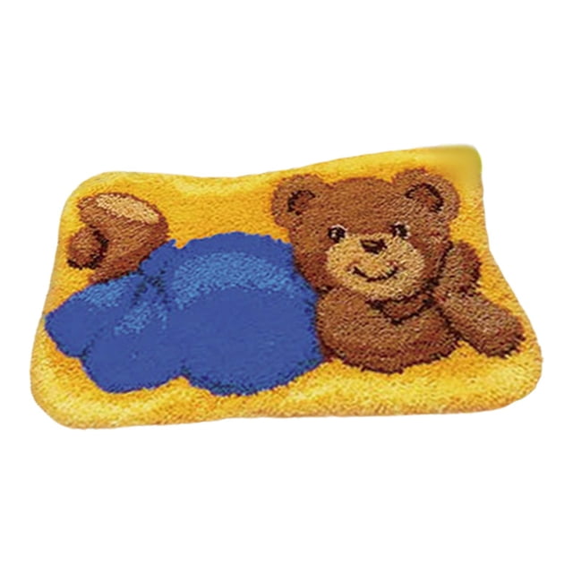 Latch Hook Rug s Needlework Sewing Craft Carpet Stitching Thread Tool Bear Blue