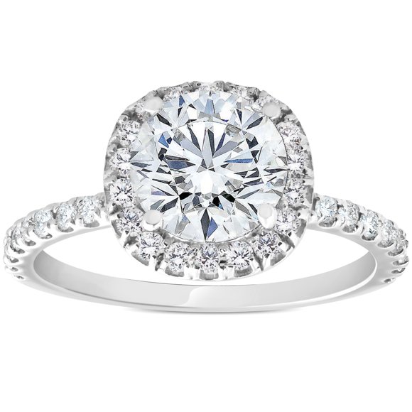 G/VS 1.40ct Bague de Fiançailles Halo Coussin Diamant Or Blanc 14k Cultivée en Laboratoire