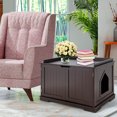thumbnail image 2 of Costway Cat Litter Box Cabinet Furniture Cat Washroom Storage Bench, 2 of 9
