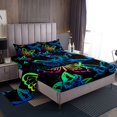 thumbnail image 1 of Colorful Butterfly Bed Sheets Full Size Multicolor Flying Butterflies Fitted Sheet,Watercolor Rustic Aesthetic Animal Sheet Set Rainbow Flat Sheet Chic Nature Art Room Decor,Blue Green Purple, 1 of 6