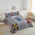 thumbnail image 3 of Erosebridal Colorful Race Car Bedding Sets King with Comforter for Teens Kids, Racing Track Duvet Insert, Grey, Reversible 3pcs, 3 of 7