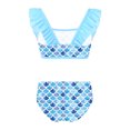 thumbnail image 2 of Miaeowve Toddler Baby Girls Mermaid Tankini Swimsuit Ruffle Flower Sleeve Swimwear Bathing Suits Blue 14, 2 of 6