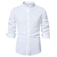 thumbnail image 3 of 2025 New Men's Solid Color Cotton Linen Long Sleeve Shirt, 3 of 5