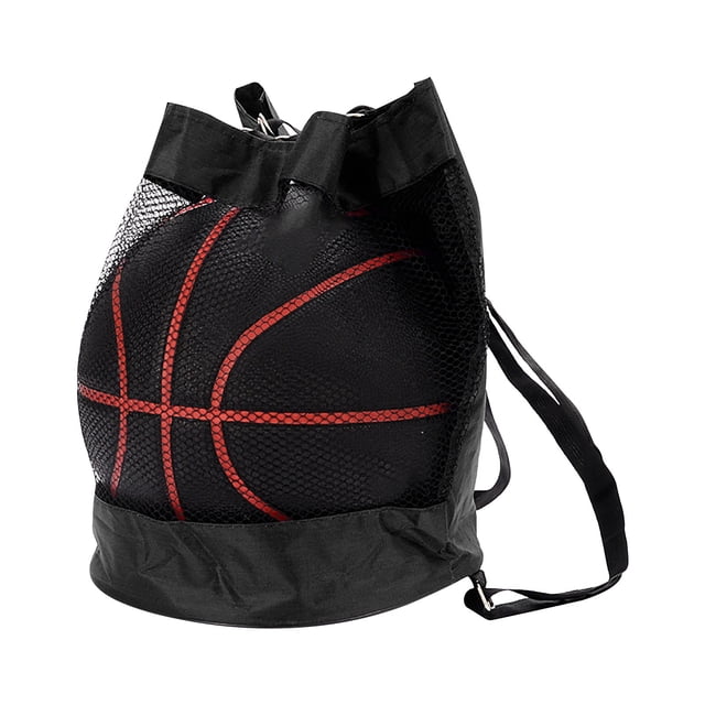 Lksixu Single Basketball Bag, Drawstring Mesh Backpack with Adjustable Shoulder Strap, Heavy Duty Sport Ball Holder Training Equipment Storage Bag for Carrying Soccer Volleyball Baseball Football