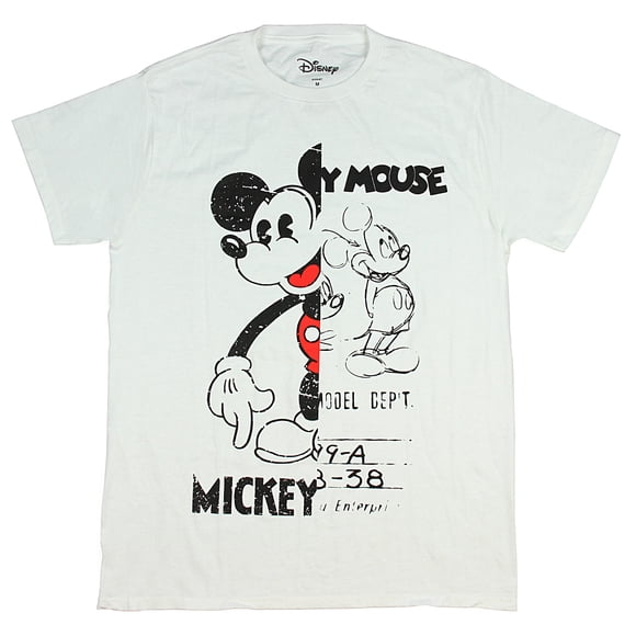 Disney Men's Mickey Mouse Vintage Half And Half Design T-Shirt (Large)