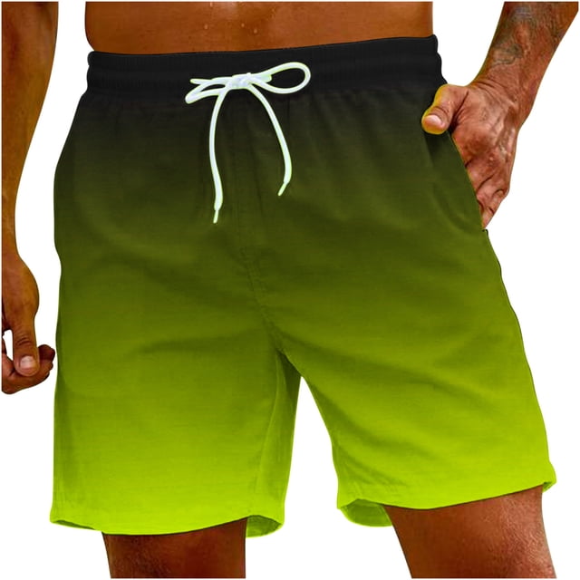 FAIWAD Mens Summer Gradient Shorts Casual Classic Short Pants Elastic Waist Drawstring Comfort Beach Shorts