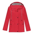 thumbnail image 3 of YUTK Manteau de Pluie pour Femmes Imperméable avec Capuchon, Manteau de Pluie Uni pour Femmes Manteau de Pluie d'Extérieur à Capuchon Coupe-Vent Haut (Rouge, P), 3 of 5