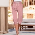 thumbnail image 2 of Timegard Womens Capri Pants Elastic Waisted Drawstring Cinch Bottom Comfy Casual Cropped Pants with Pockets, 2 of 6