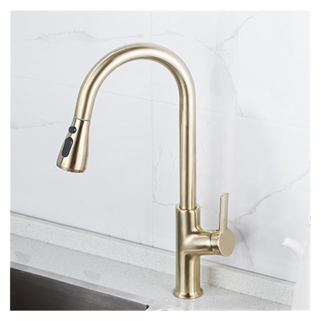 Kitchen Faucet Black Pull Out Kitchen Tap Brushed Gold Pull Down Kitchen Mixer Rotating Sink Faucet Mixer Tap Brass ,Effortless Installation