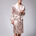 thumbnail image 4 of Gift TIMIFIS Men's Satin Robe Silk Robe Classic Long Bathrobe Lightweight Loungewear Bathrobe V Neck Sleepwear pring/Summer, 4 of 6