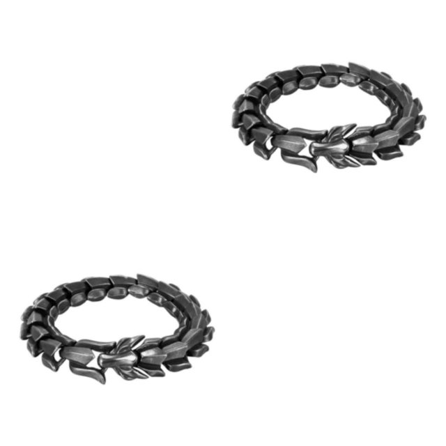 Thinsony Distinctive Gothic Punk Dragon Scale Bangle 48 inches Cool and Contemporary Black 9.05 Inch 2Set