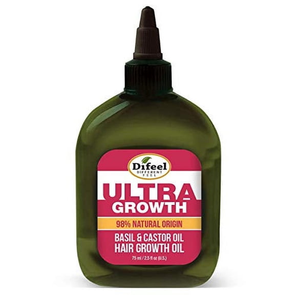Difeel Ultra Growth Huile de Croissance Capillaire 98 % Naturelle au Basilic et au Ricin, 2,5 Onces Liquides