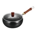 thumbnail image 2 of Uncoated Big Belly Iron Pot with Lid, Non-stick Flat Pon for Cooking and Stewing, Hand-forged Non-stick Iron Pon without Coating, for Induction Cooker Gas (9.5 In + Glass cover), 2 of 9