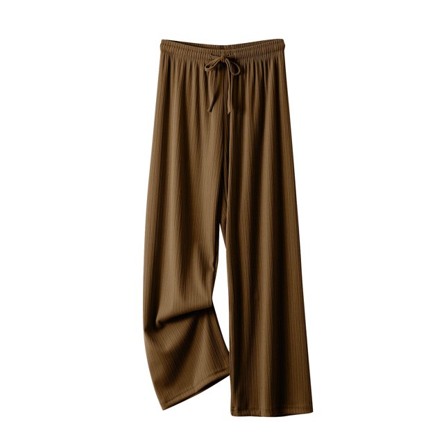 Plebaso Wide Leg Pants for Women Drawstring Knit Casual Pants Solid Color Womens Open Bottom Trousers