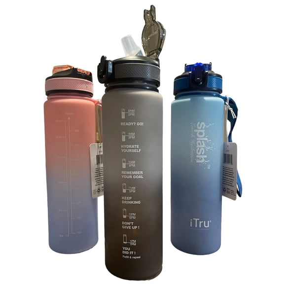 Premium Motivational Bottles With Straw - Water Level Markings & Time Markings