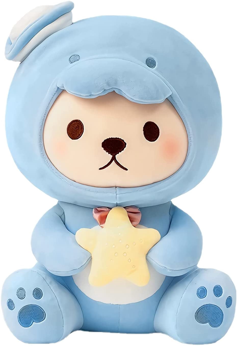 Jinsinto Kawaii Teddy Bear Cosplay Plush Toy Blue Ocean Theme Combination Animal Bear and Dolphin Soft Doll (Sitting Position, 25cm)