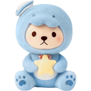 Jinsinto Kawaii Teddy Bear Cosplay Plush Toy Blue Ocean Theme Combination Animal Bear and Dolphin Soft Doll (Sitting Position, 25cm)