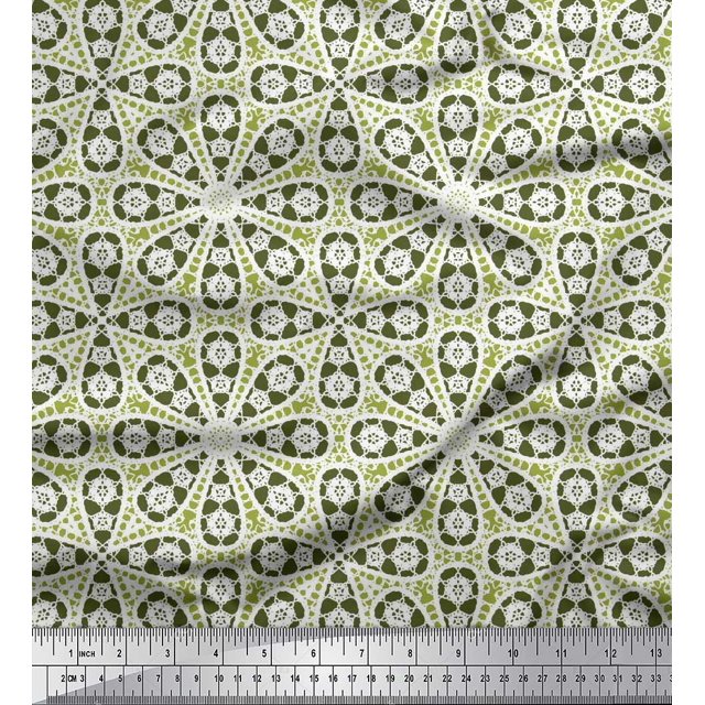 Soimoi Georgette Viscose Fabric Floral Block Printed Fabric 1 Yard 42 Inch Wide