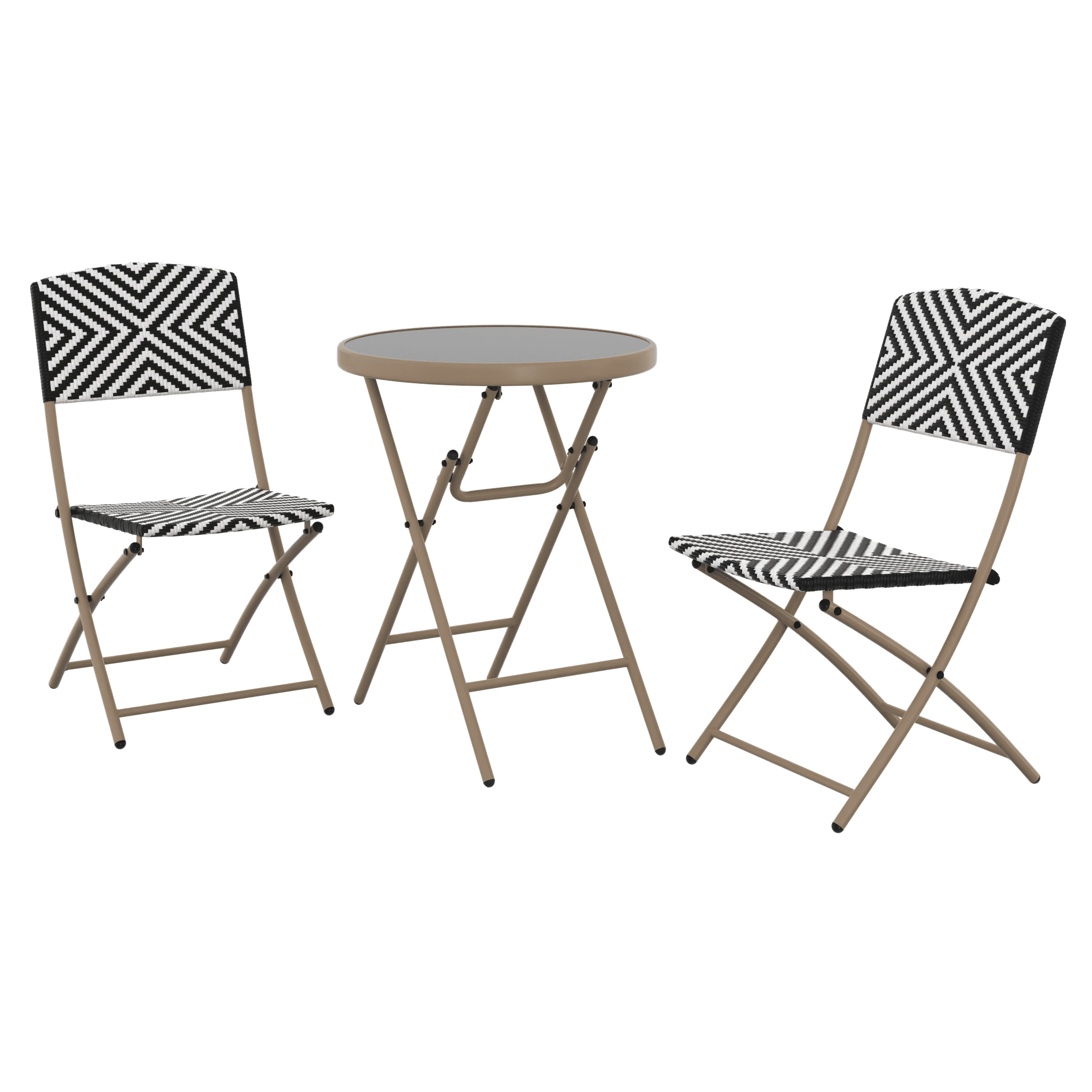 Ensemble bistro pliant extérieur en acier 3 pièces Café HOMETRENDS