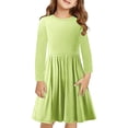 thumbnail image 1 of Rbaofujie Robe à Manches Longues pour Filles, Coton, Robes Décontractées, Robe Patineuse Évasée A-line pour l'École et les Fêtes, 4-13 Ans, 1 of 9