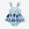 thumbnail image 2 of PatPat Family Matching Light Blue Tee and Flowy Floral Shirred Back Belted Strap Dress, 2 of 3