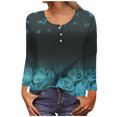 thumbnail image 1 of IROINID T-Shirt à Manches Longues en Polyester Réduit pour Femmes, Imprimé Quotidien, Respirant, Col Rond, Bleu Ciel, 1 of 5