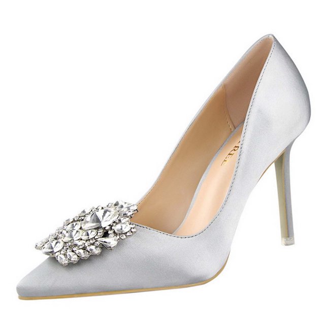 Escarpins pour Femmes Élégants à Strass, Talons Hauts, Chaussures Aguichant Fines à Bout Pointu, Chaussures Simples