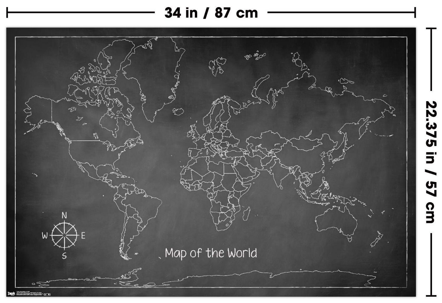 Chalk Map - World Wall Poster, 22.375" x 34"