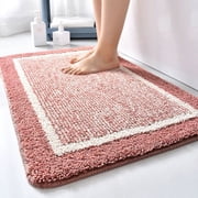 Wuztai Ultra Soft Microfiber Bath Mat, High Pile Absorbent Non-Slip Bathroom Rug, Machine Washable Shower Tub Kitchen Floor Mats for Living Room Bedroom