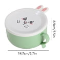 thumbnail image 3 of Pisexur Stainless Steel Double Layer Insulated Rabbit Fast Food Cup Large Capacity Plastic Stainless Steel Bowl With Lid Instant Noodle Bowl Green,Free Size, 3 of 7
