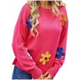thumbnail image 1 of Timegard Tops for Women Knit Long Sleeve Round Neck Drop Shoulder Pullover Sweater Fall Casual Loose Tops, 1 of 9