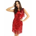 thumbnail image 3 of Aiihoo Robe de Danse Salsa Latin Tango Cha-Cha pour Femme, Robe Charleston à Paillettes et Franges, Costume de Salle de Bal Rouge G, 3 of 7