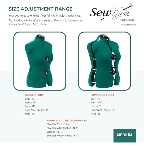 Dritz Robe à Coudre Ajustable, Moyenne, Vert Opale