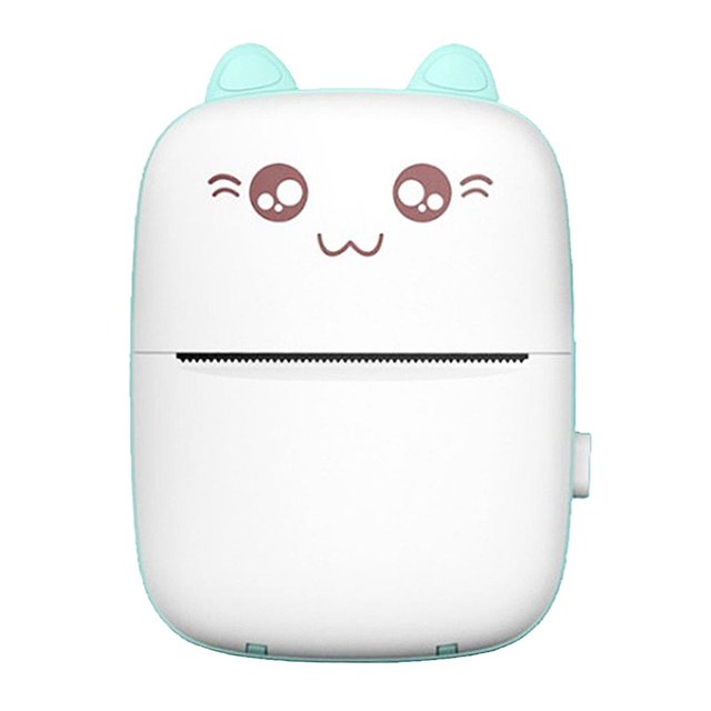 lionlar tooth Mini Pocket Thermal Printer Wireless Note Receipt Photo Phone Printer Blue Green + 1 roll
