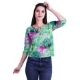 thumbnail image 1 of Moomaya Printed Keyhole Neck Ring Top Casual 3/4th Sleeve Tees Tank Tunic Top, 1 of 5