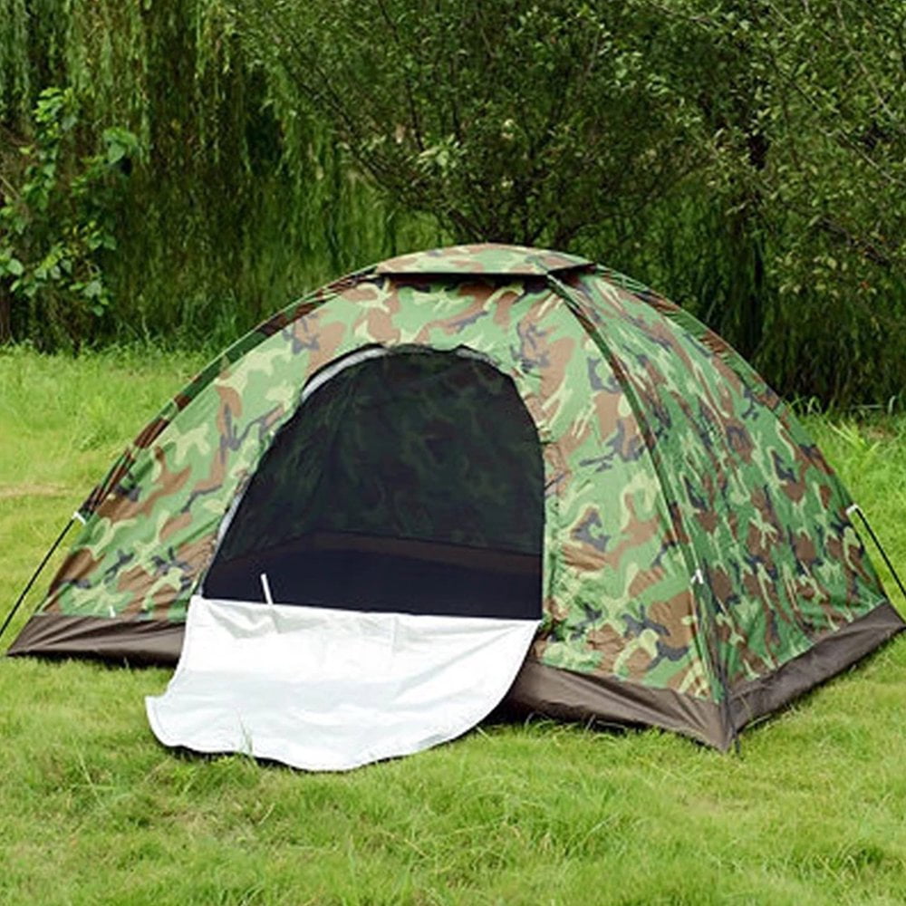 PENGXIANG Pop Up Tent with Breathable Skylight Camping Tent Waterproof and Windproof Hiking Tent Foldable Camouflage Tent Single Layer Tent for Outdoor Activities