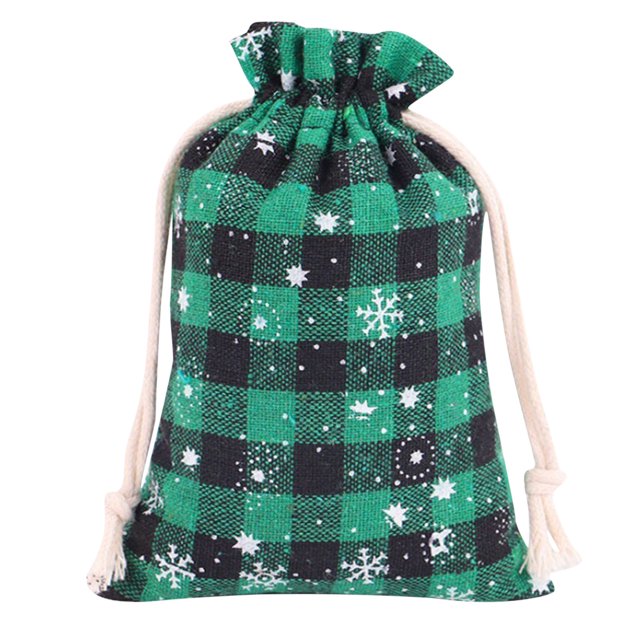 WHEANG Party Decor Colth Plaid Drawstring Bag Stocking Storage Sack Present Xmas Gift Bags Party Favors Bag