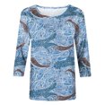 thumbnail image 4 of Hauts à Manches 3/4 pour Femmes Été T-shirt Imprimé de Mode pour Femmes Blouse à Manches 3/4 Col Rond Hauts Décontractés Blouses Grande Taille en Liquidation, 4 of 5