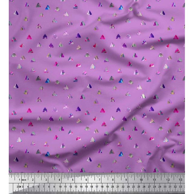 Soimoi Rayon Fabric Texture & Triangle Geometric Decor Fabric Printed Yard 56 Inch Wide