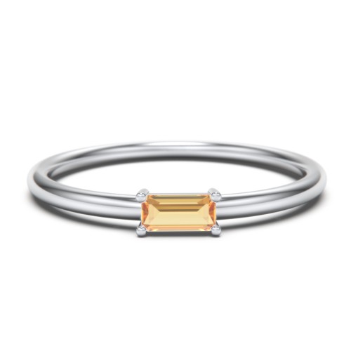East-West Stackable Baguette Birthstone Ring - Citrine (November)