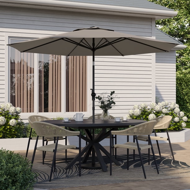 home trends patio umbrella Business & Pleasure Co. The powered panel ensures you save energy while still enjoying bright illumination when you need it SUPERJARE 13FT Outdoor Umbrella for